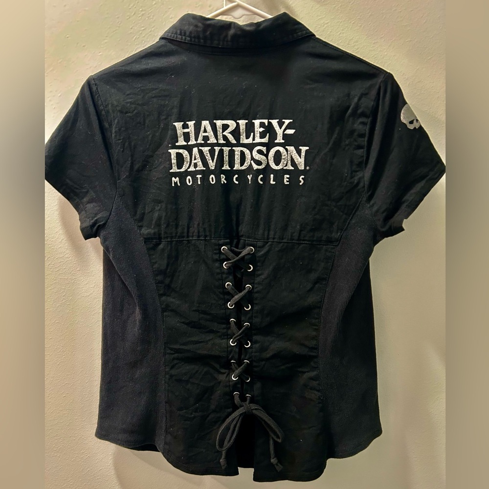 Harley-Davidson Black Zippered Women's Corset-Style Shirt